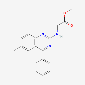 molecular formula C18H17N3O2 B2625222 2-[(6-甲基-4-苯基喹唑啉-2-基)氨基]乙酸甲酯 CAS No. 620101-29-3