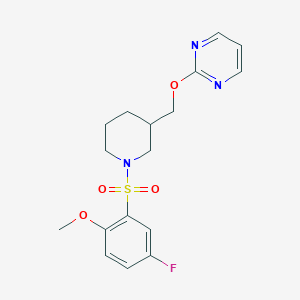 B2625233 2-[[1-(5-Fluoro-2-methoxyphenyl)sulfonylpiperidin-3-yl]methoxy]pyrimidine CAS No. 2379978-85-3