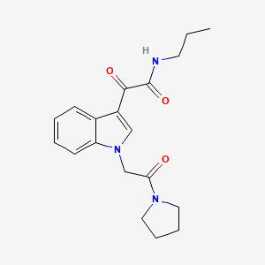 molecular formula C19H23N3O3 B2625236 2-氧代-2-[1-(2-氧代-2-吡咯烷-1-基乙基)吲哚-3-基]-N-丙酰乙酰胺 CAS No. 872848-87-8
