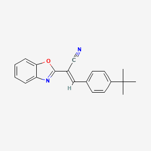 molecular formula C20H18N2O B2625244 (2E)-2-(1,3-benzoxazol-2-yl)-3-(4-tert-butylphenyl)prop-2-enenitrile CAS No. 637748-31-3
