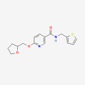 molecular formula C16H18N2O3S B2625252 6-((tetrahydrofuran-2-yl)methoxy)-N-(thiophen-2-ylmethyl)nicotinamide CAS No. 2034444-23-8