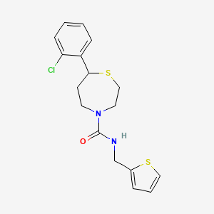 molecular formula C17H19ClN2OS2 B2625260 7-(2-chlorophenyl)-N-(thiophen-2-ylmethyl)-1,4-thiazepane-4-carboxamide CAS No. 1797871-41-0