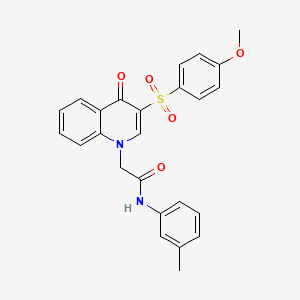 molecular formula C25H22N2O5S B2625264 2-[3-(4-甲氧基苯基)磺酰基-4-氧代喹啉-1-基]-N-(3-甲基苯基)乙酰胺 CAS No. 866813-92-5