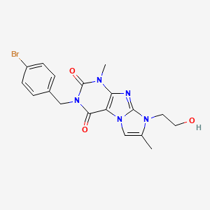 molecular formula C18H18BrN5O3 B2625266 3-(4-bromobenzyl)-8-(2-hydroxyethyl)-1,7-dimethyl-1H-imidazo[2,1-f]purine-2,4(3H,8H)-dione CAS No. 919008-95-0