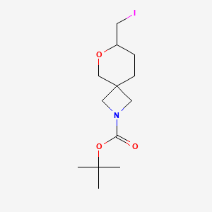 molecular formula C13H22INO3 B2625269 叔丁基7-(碘甲基)-6-氧代-2-氮杂螺[3.5]壬烷-2-羧酸酯 CAS No. 2385239-07-4