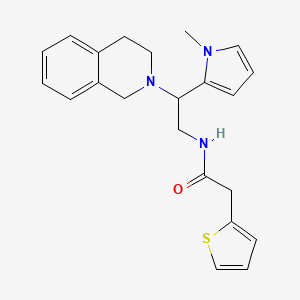 molecular formula C22H25N3OS B2625273 N-(2-(3,4-dihydroisoquinolin-2(1H)-yl)-2-(1-methyl-1H-pyrrol-2-yl)ethyl)-2-(thiophen-2-yl)acetamide CAS No. 1049459-70-2