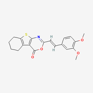 molecular formula C20H19NO4S B2625277 2-[(E)-2-(3,4-dimethoxyphenyl)ethenyl]-5,6,7,8-tetrahydro-[1]benzothiolo[2,3-d][1,3]oxazin-4-one CAS No. 301683-86-3