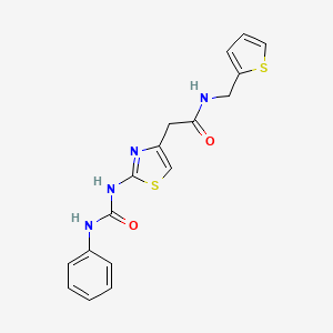 2-(2-(3-phenylureido)thiazol-4-yl)-N-(thiophen-2-ylmethyl)acetamide
