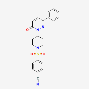 molecular formula C22H20N4O3S B2625284 4-[4-(6-Oxo-3-phenylpyridazin-1-yl)piperidin-1-yl]sulfonylbenzonitrile CAS No. 2380043-05-8