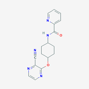 molecular formula C17H17N5O2 B2625287 N-((1r,4r)-4-((3-氰基吡嗪-2-基)氧基)环己基)吡啶甲酰胺 CAS No. 2034398-73-5