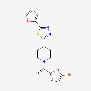 molecular formula C16H14BrN3O3S B2625289 (5-Bromofuran-2-yl)(4-(5-(furan-2-yl)-1,3,4-thiadiazol-2-yl)piperidin-1-yl)methanone CAS No. 1351587-01-3