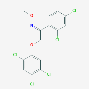 molecular formula C15H10Cl5NO2 B2625293 (E)-[1-(2,4-dichlorophenyl)-2-(2,4,5-trichlorophenoxy)ethylidene](methoxy)amine CAS No. 338391-97-2