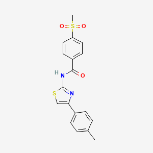 molecular formula C18H16N2O3S2 B2625294 4-(甲基磺酰基)-N-(4-(对甲苯基)噻唑-2-基)苯甲酰胺 CAS No. 896338-34-4