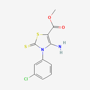 molecular formula C11H9ClN2O2S2 B2625295 Methyl 4-amino-3-(3-chlorophenyl)-2-thioxo-2,3-dihydro-1,3-thiazole-5-carboxylate CAS No. 689772-03-0