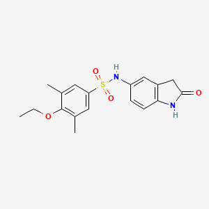 molecular formula C18H20N2O4S B2625300 4-ethoxy-3,5-dimethyl-N-(2-oxoindolin-5-yl)benzenesulfonamide CAS No. 921812-46-6
