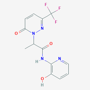 molecular formula C13H11F3N4O3 B2625310 N-(3-Hydroxypyridin-2-yl)-2-[6-oxo-3-(trifluoromethyl)pyridazin-1-yl]propanamide CAS No. 2380191-88-6