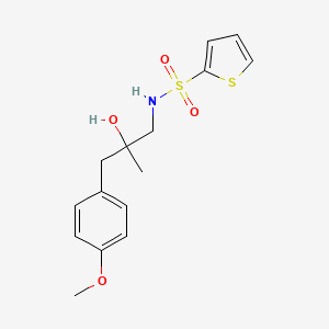 molecular formula C15H19NO4S2 B2625312 N-(2-hydroxy-3-(4-methoxyphenyl)-2-methylpropyl)thiophene-2-sulfonamide CAS No. 1448036-66-5