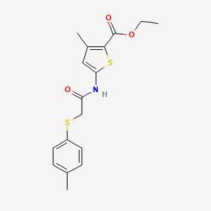 molecular formula C17H19NO3S2 B2625318 Ethyl 3-methyl-5-(2-(p-tolylthio)acetamido)thiophene-2-carboxylate CAS No. 895457-17-7