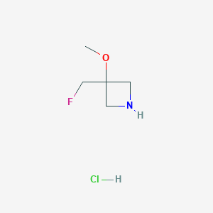 molecular formula C5H11ClFNO B2625326 3-(氟甲基)-3-甲氧基氮杂环丁烷；盐酸盐 CAS No. 2344685-41-0