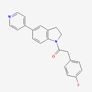molecular formula C21H17FN2O B2625329 2-(4-Fluorophenyl)-1-(5-(pyridin-4-yl)indolin-1-yl)ethanone CAS No. 2034323-34-5