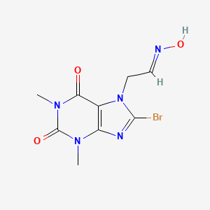 molecular formula C9H10BrN5O3 B2625330 (E)-2-(8-bromo-1,3-dimethyl-2,6-dioxo-2,3-dihydro-1H-purin-7(6H)-yl)acetaldehyde oxime CAS No. 333755-65-0