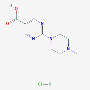 molecular formula C10H15ClN4O2 B2625332 2-(4-Methylpiperazin-1-yl)pyrimidine-5-carboxylic acid;hydrochloride CAS No. 2460756-32-3