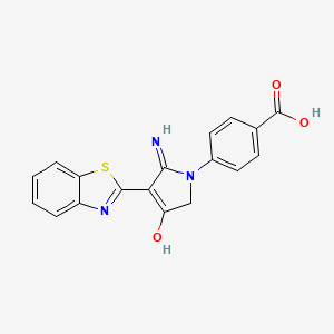 molecular formula C18H13N3O3S B2625333 4-[5-amino-4-(1,3-benzothiazol-2-yl)-3-oxo-2,3-dihydro-1H-pyrrol-1-yl]benzoic acid CAS No. 610278-84-7