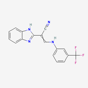 molecular formula C17H11F3N4 B2625337 2-(1H-1,3-benzodiazol-2-yl)-3-{[3-(trifluoromethyl)phenyl]amino}prop-2-enenitrile CAS No. 244167-61-1