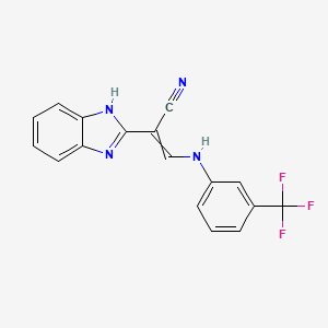 molecular formula C17H11F3N4 B2625337 2-(1H-1,3-苯并二唑-2-基)-3-{[3-(三氟甲基)苯基]氨基}丙-2-烯腈 CAS No. 244167-61-1