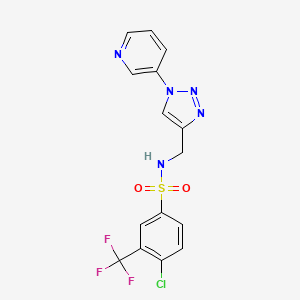 molecular formula C15H11ClF3N5O2S B2625339 4-chloro-N-((1-(pyridin-3-yl)-1H-1,2,3-triazol-4-yl)methyl)-3-(trifluoromethyl)benzenesulfonamide CAS No. 2034612-76-3