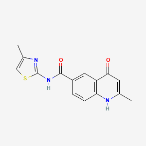 molecular formula C15H13N3O2S B2625345 4-hydroxy-2-methyl-N-(4-methylthiazol-2-yl)quinoline-6-carboxamide CAS No. 950254-06-5