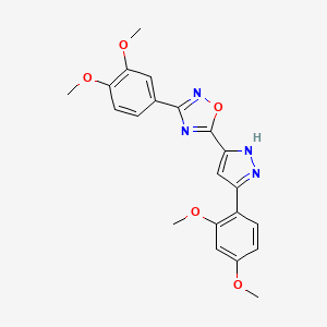 molecular formula C21H20N4O5 B2625346 3-(3,4-dimethoxyphenyl)-5-[3-(2,4-dimethoxyphenyl)-1H-pyrazol-5-yl]-1,2,4-oxadiazole CAS No. 1094607-02-9