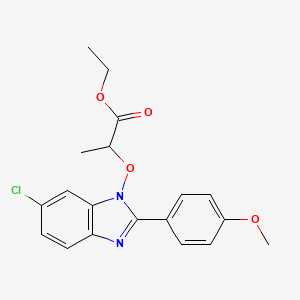 molecular formula C19H19ClN2O4 B2625351 ethyl 2-{[6-chloro-2-(4-methoxyphenyl)-1H-1,3-benzimidazol-1-yl]oxy}propanoate CAS No. 329234-71-1