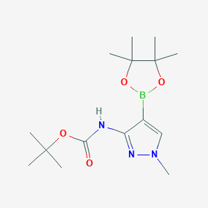 molecular formula C15H26BN3O4 B2625354 叔丁基-1-甲基-4-(4,4,5,5-四甲基-1,3,2-二氧杂硼杂环-2-基)-1H-吡唑-3-基氨基甲酸酯 CAS No. 1021735-84-1