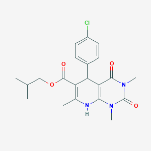 molecular formula C21H24ClN3O4 B2625355 Isobutyl 5-(4-chlorophenyl)-1,3,7-trimethyl-2,4-dioxo-1,2,3,4,5,8-hexahydropyrido[2,3-d]pyrimidine-6-carboxylate CAS No. 868144-30-3