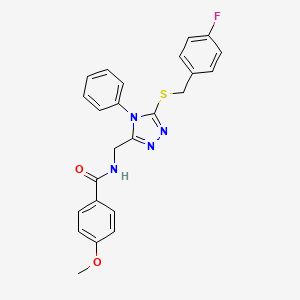 molecular formula C24H21FN4O2S B2625356 N-((5-((4-fluorobenzyl)thio)-4-phenyl-4H-1,2,4-triazol-3-yl)methyl)-4-methoxybenzamide CAS No. 476431-51-3