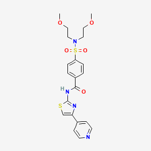 molecular formula C21H24N4O5S2 B2625361 4-[bis(2-methoxyethyl)sulfamoyl]-N-(4-pyridin-4-yl-1,3-thiazol-2-yl)benzamide CAS No. 361481-87-0