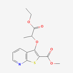 molecular formula C14H15NO5S B2625367 Methyl 3-(2-ethoxy-1-methyl-2-oxoethoxy)thieno[2,3-b]pyridine-2-carboxylate CAS No. 400083-29-6