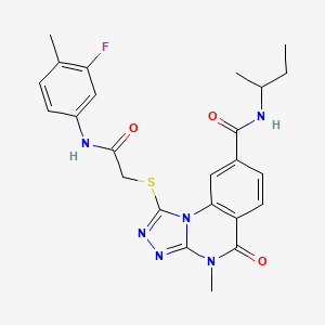 molecular formula C24H25FN6O3S B2625369 N-(仲丁基)-1-((2-((3-氟-4-甲苯基)氨基)-2-氧代乙基)硫代)-4-甲基-5-氧代-4,5-二氢-[1,2,4]三唑并[4,3-a]喹唑啉-8-甲酰胺 CAS No. 1105225-00-0