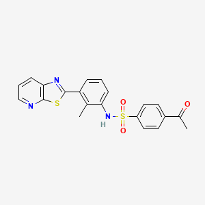 molecular formula C21H17N3O3S2 B2625371 4-乙酰基-N-(2-甲基-3-(噻唑并[5,4-b]吡啶-2-基)苯基)苯磺酰胺 CAS No. 896679-47-3