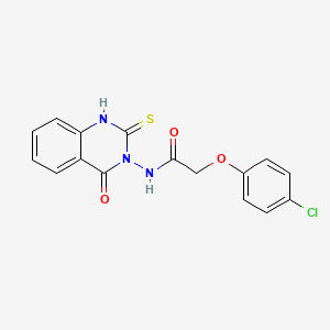 molecular formula C16H12ClN3O3S B2625372 2-(4-chlorophenoxy)-N-(4-oxo-2-sulfanylidene-1H-quinazolin-3-yl)acetamide CAS No. 120049-10-7