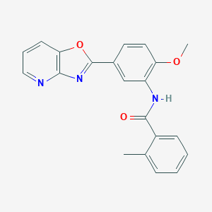 molecular formula C21H17N3O3 B262538 N-(2-methoxy-5-[1,3]oxazolo[4,5-b]pyridin-2-ylphenyl)-2-methylbenzamide 
