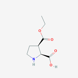 molecular formula C8H13NO4 B2625386 (2S,3R)-3-Ethoxycarbonylpyrrolidine-2-carboxylic acid CAS No. 2343964-47-4