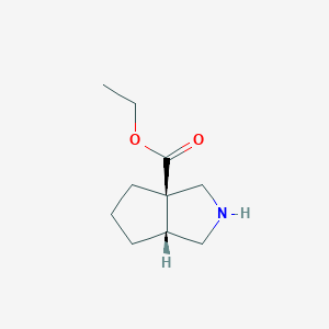 molecular formula C10H17NO2 B2625392 Ethyl (3aR,6aR)-2,3,4,5,6,6a-hexahydro-1H-cyclopenta[c]pyrrole-3a-carboxylate CAS No. 2159277-34-4