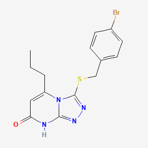 molecular formula C15H15BrN4OS B2625394 3-((4-bromobenzyl)thio)-5-propyl-[1,2,4]triazolo[4,3-a]pyrimidin-7(8H)-one CAS No. 891126-83-3
