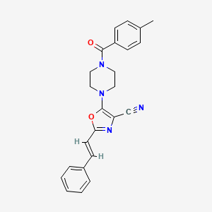 molecular formula C24H22N4O2 B2625396 (E)-5-(4-(4-methylbenzoyl)piperazin-1-yl)-2-styryloxazole-4-carbonitrile CAS No. 941254-74-6