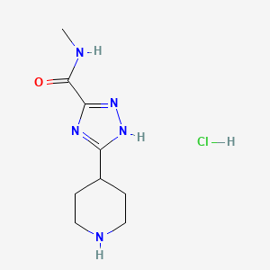 molecular formula C9H16ClN5O B2625398 N-methyl-3-(piperidin-4-yl)-1H-1,2,4-triazole-5-carboxamide hydrochloride CAS No. 2126162-46-5