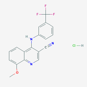 8-Methoxy-4-((3-(trifluoromethyl)phenyl)amino)quinoline-3-carbonitrile hydrochloride