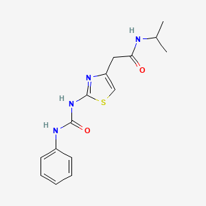 molecular formula C15H18N4O2S B2625410 N-异丙基-2-(2-(3-苯基脲基)噻唑-4-基)乙酰胺 CAS No. 923163-87-5