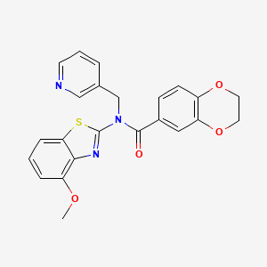 molecular formula C23H19N3O4S B2625421 N-(4-methoxybenzo[d]thiazol-2-yl)-N-(pyridin-3-ylmethyl)-2,3-dihydrobenzo[b][1,4]dioxine-6-carboxamide CAS No. 895005-03-5